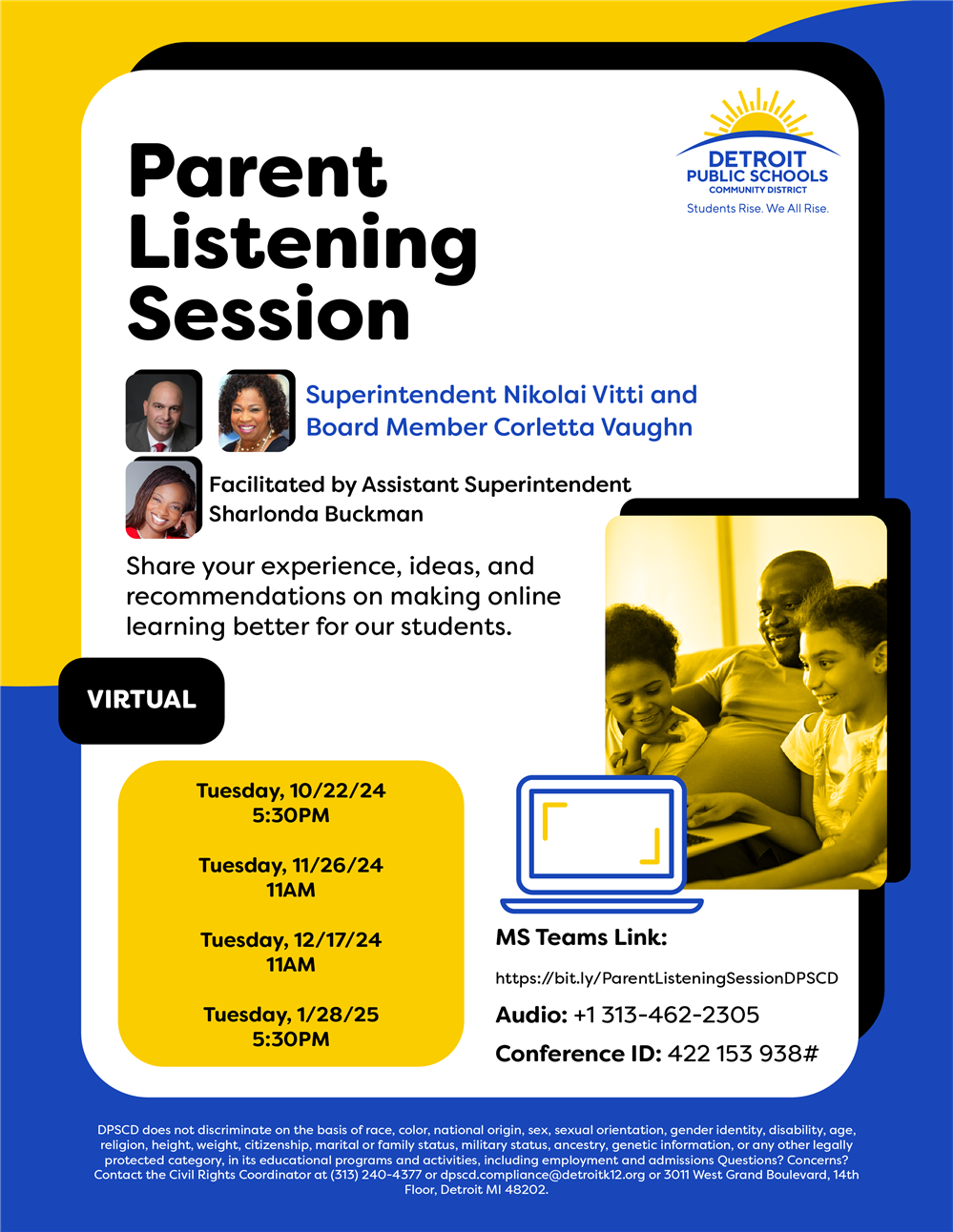 Parent Listening Session information